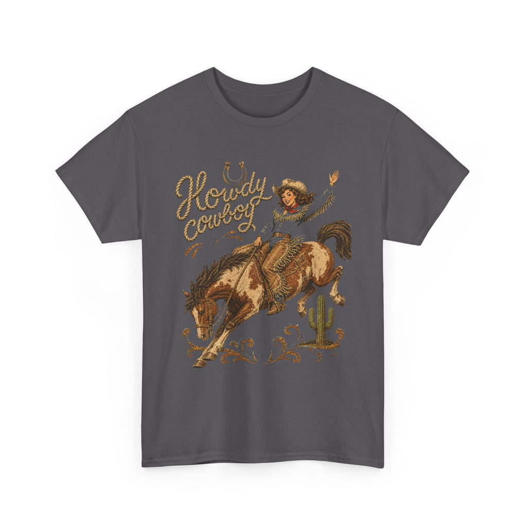Howdy Cowboy Rodeo Tee — Vintage Bucking Bronco Western Shirt