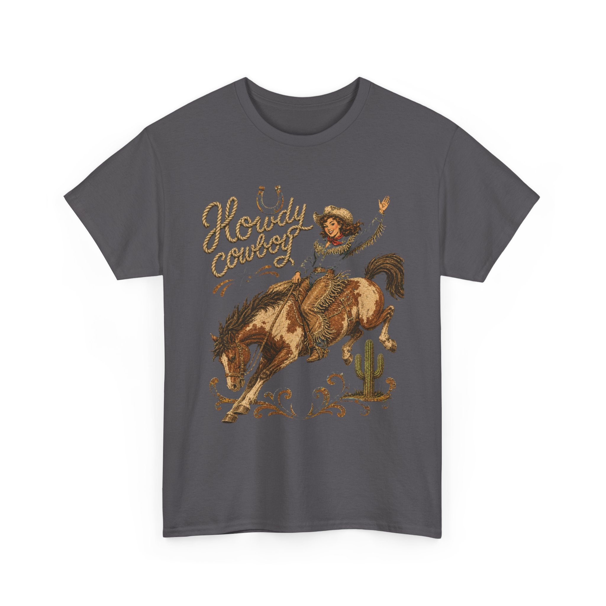 Howdy Cowboy Rodeo Tee — Vintage Bucking Bronco Western Shirt