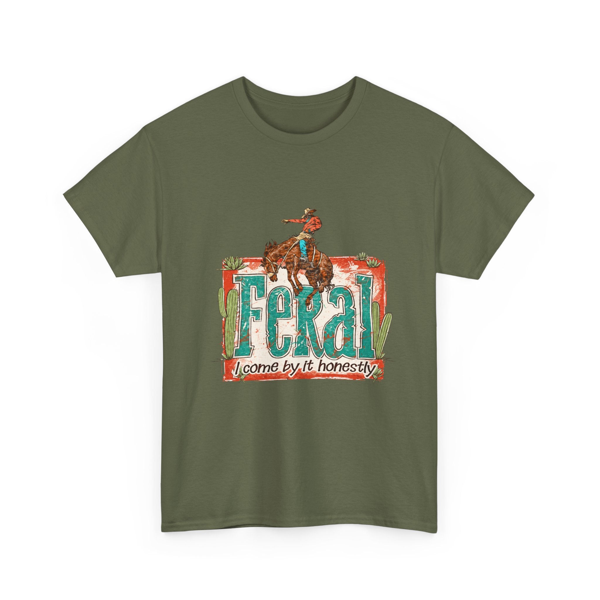 Cowboy Rodeo T‑Shirt — "Feral: Come by It Honestly" Western Graphic Tee