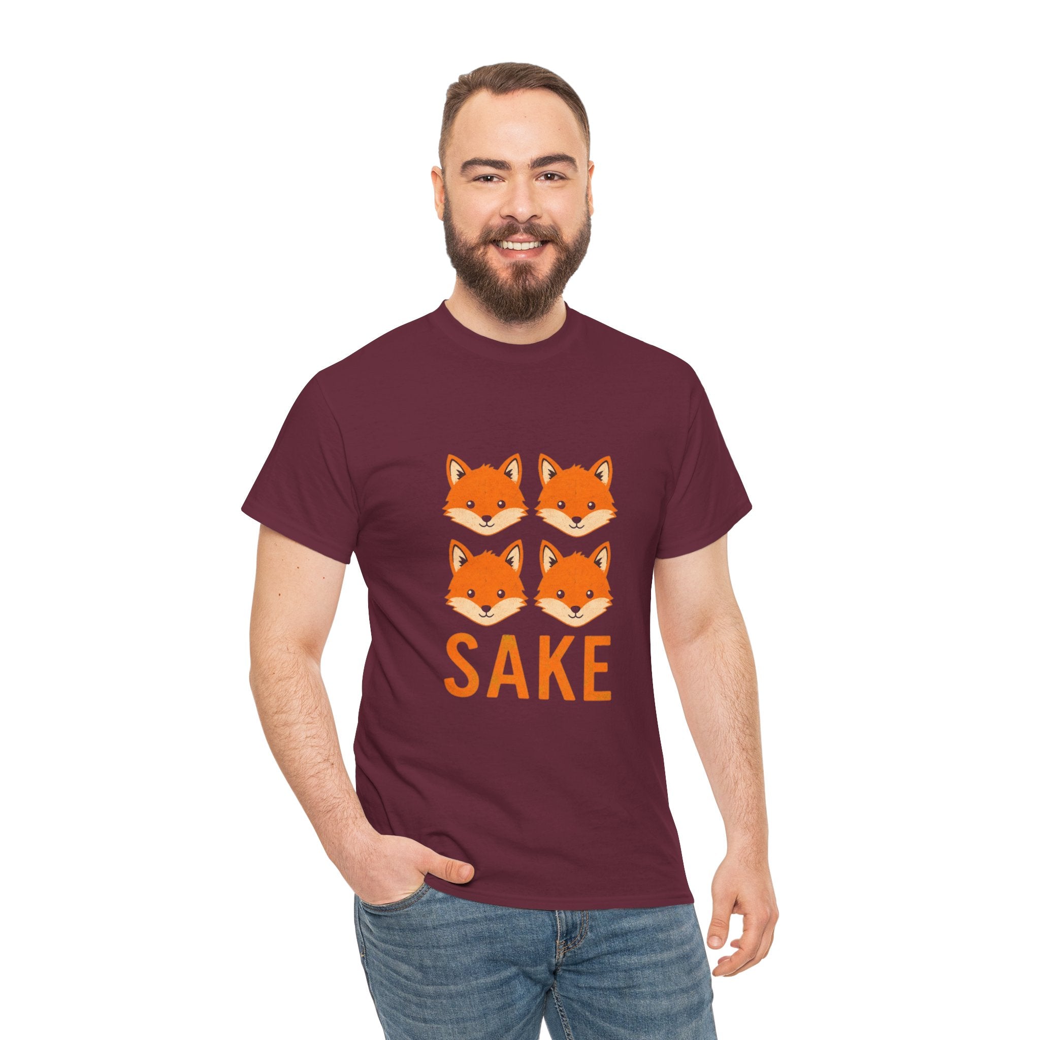 Sake Foxes T-Shirt — Cute Four Fox Faces Graphic Tee