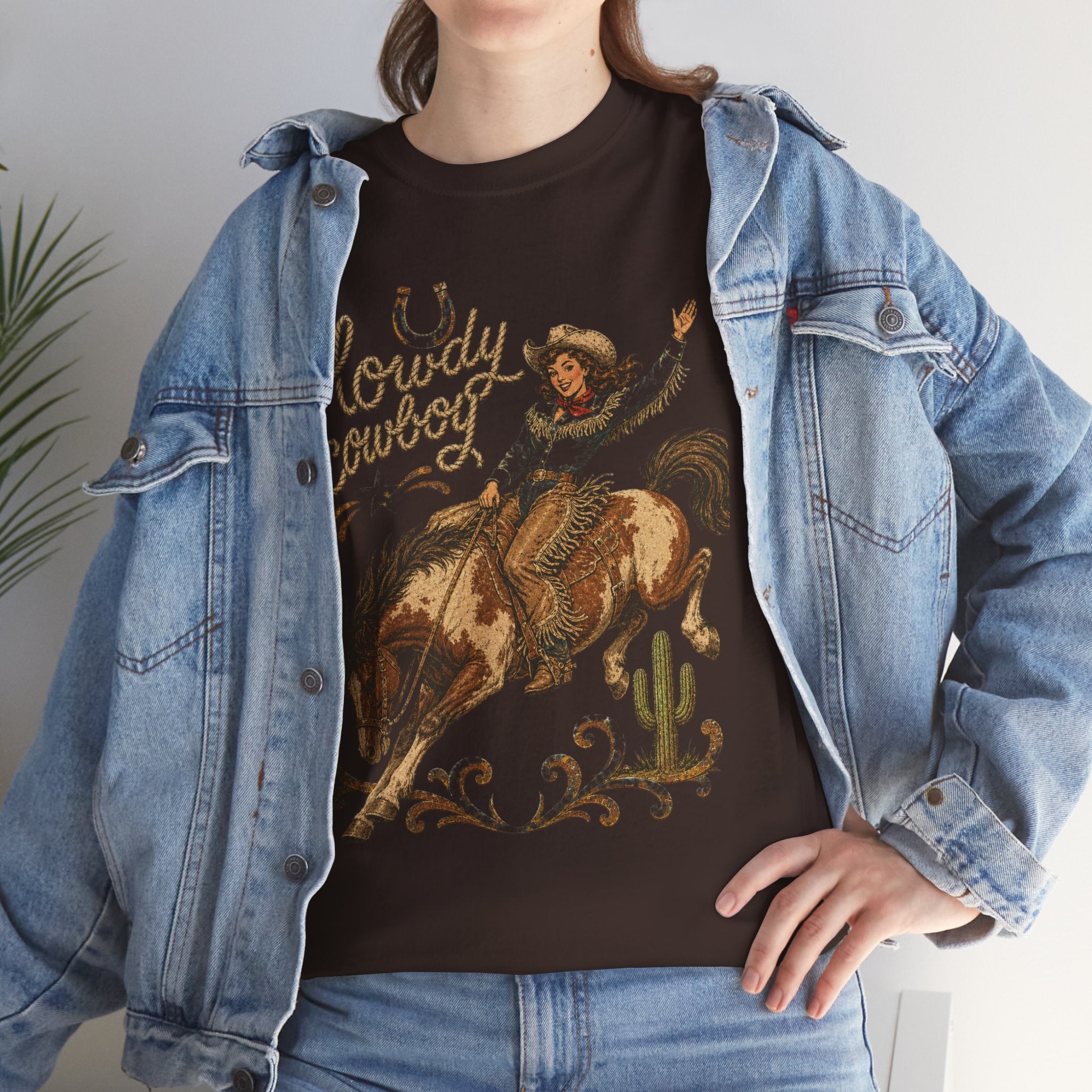 Howdy Cowboy Rodeo Tee — Vintage Bucking Bronco Western Shirt