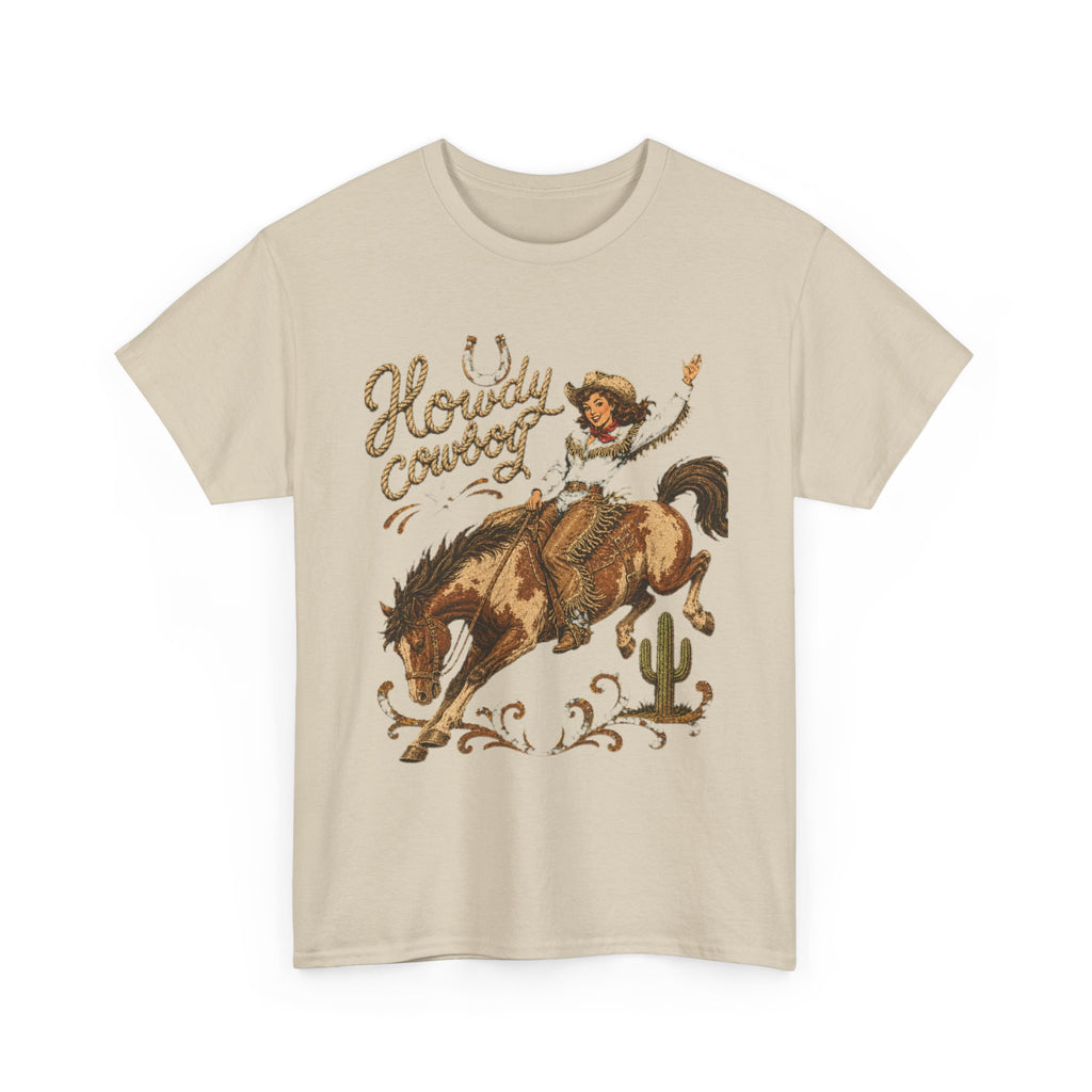 Howdy Cowboy Rodeo Tee — Vintage Bucking Bronco Western Shirt