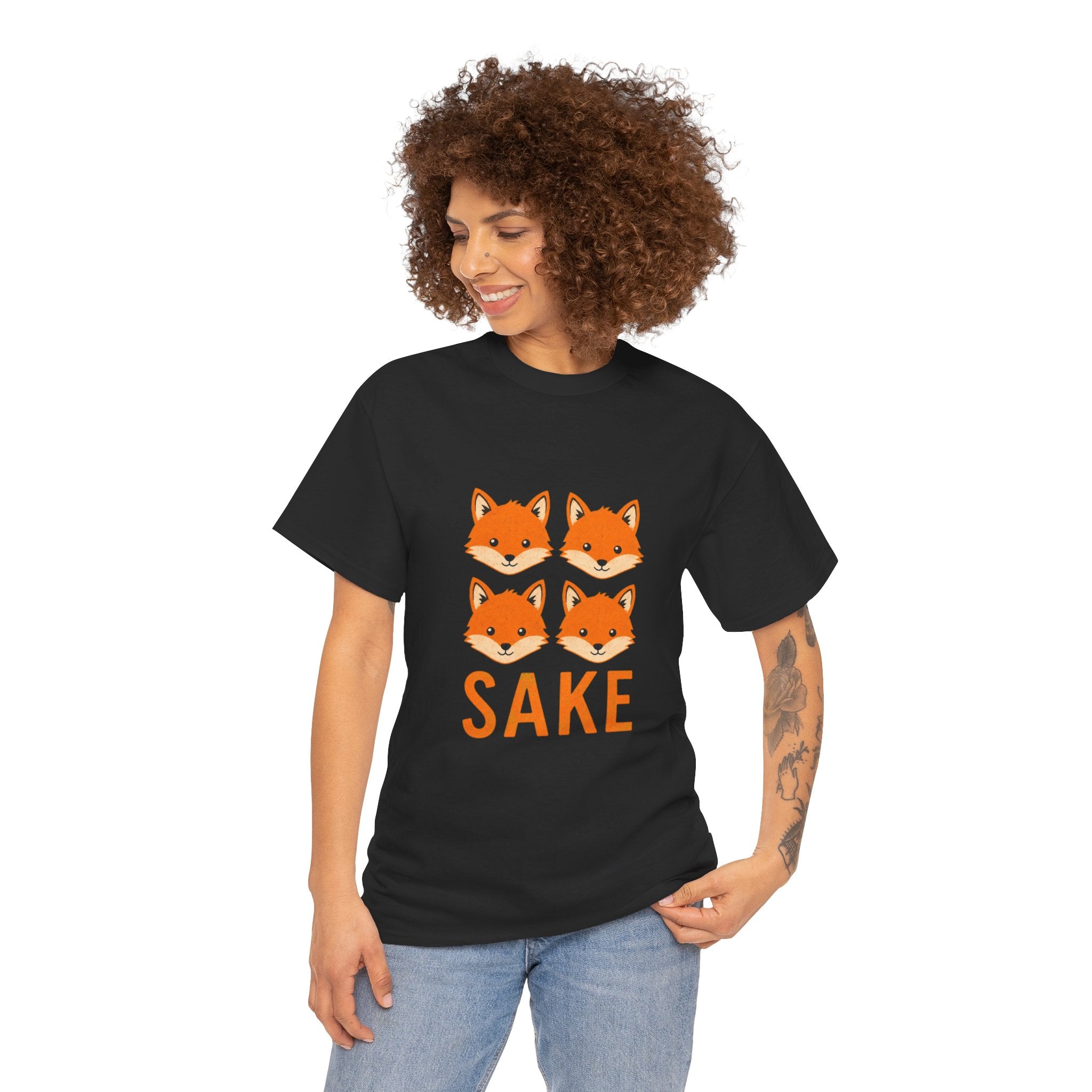 Sake Foxes T-Shirt — Cute Four Fox Faces Graphic Tee