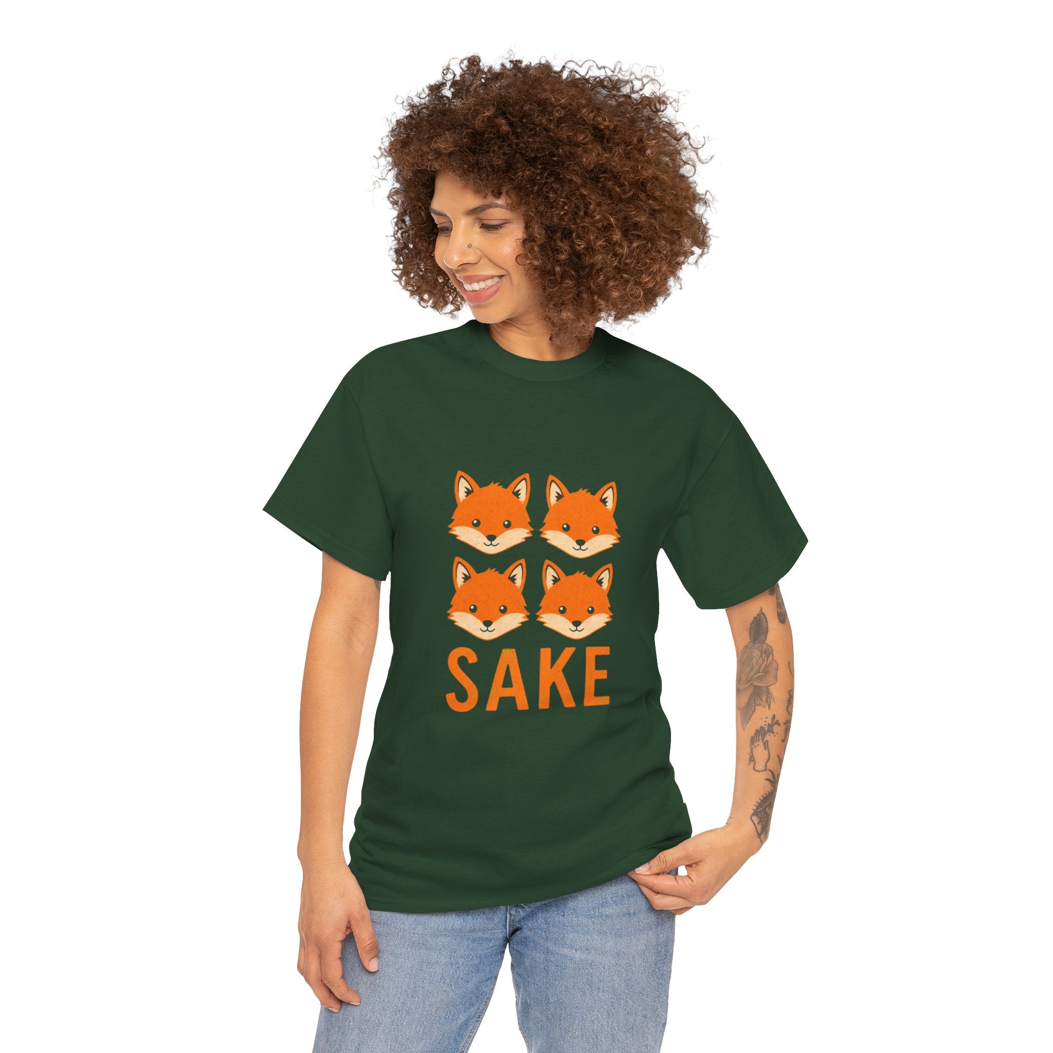 Sake Foxes T-Shirt — Cute Four Fox Faces Graphic Tee