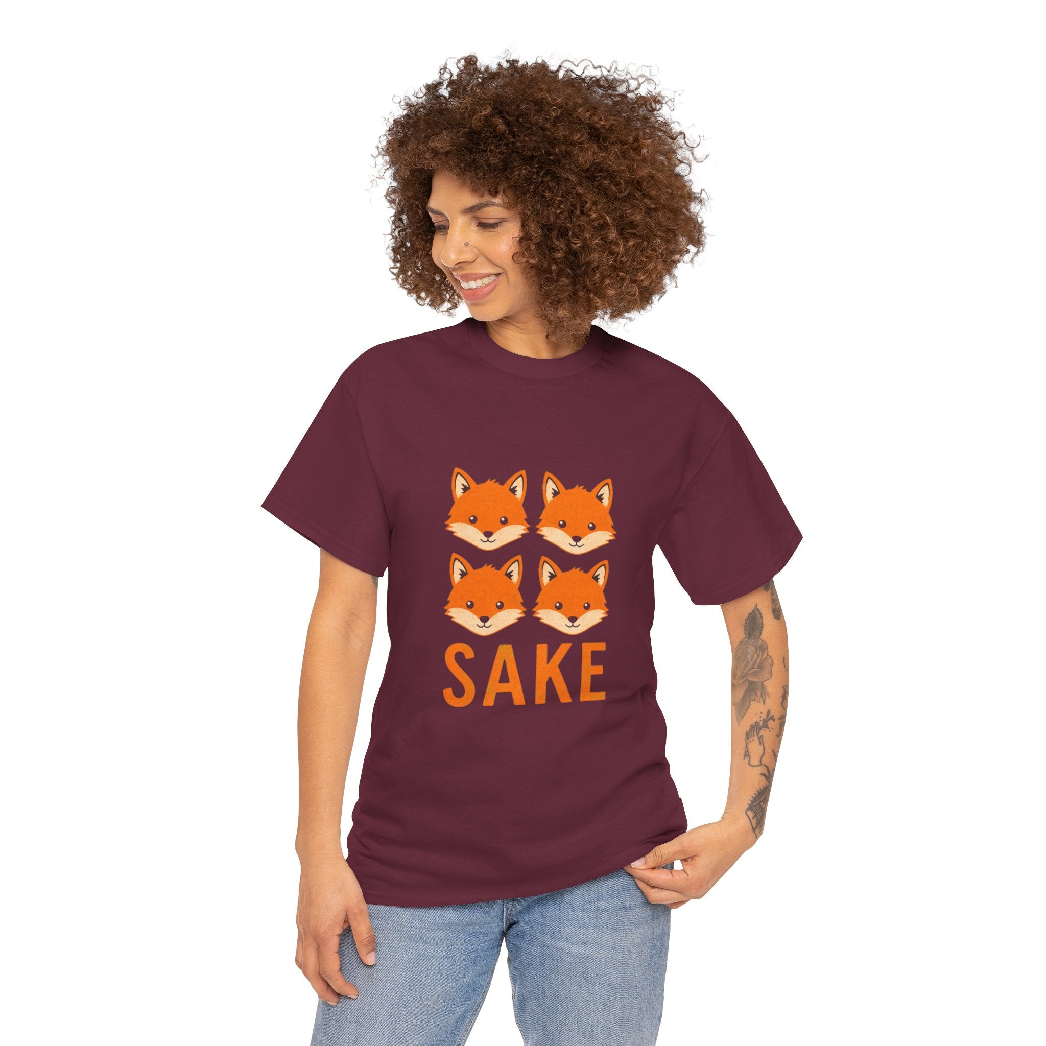 Sake Foxes T-Shirt — Cute Four Fox Faces Graphic Tee
