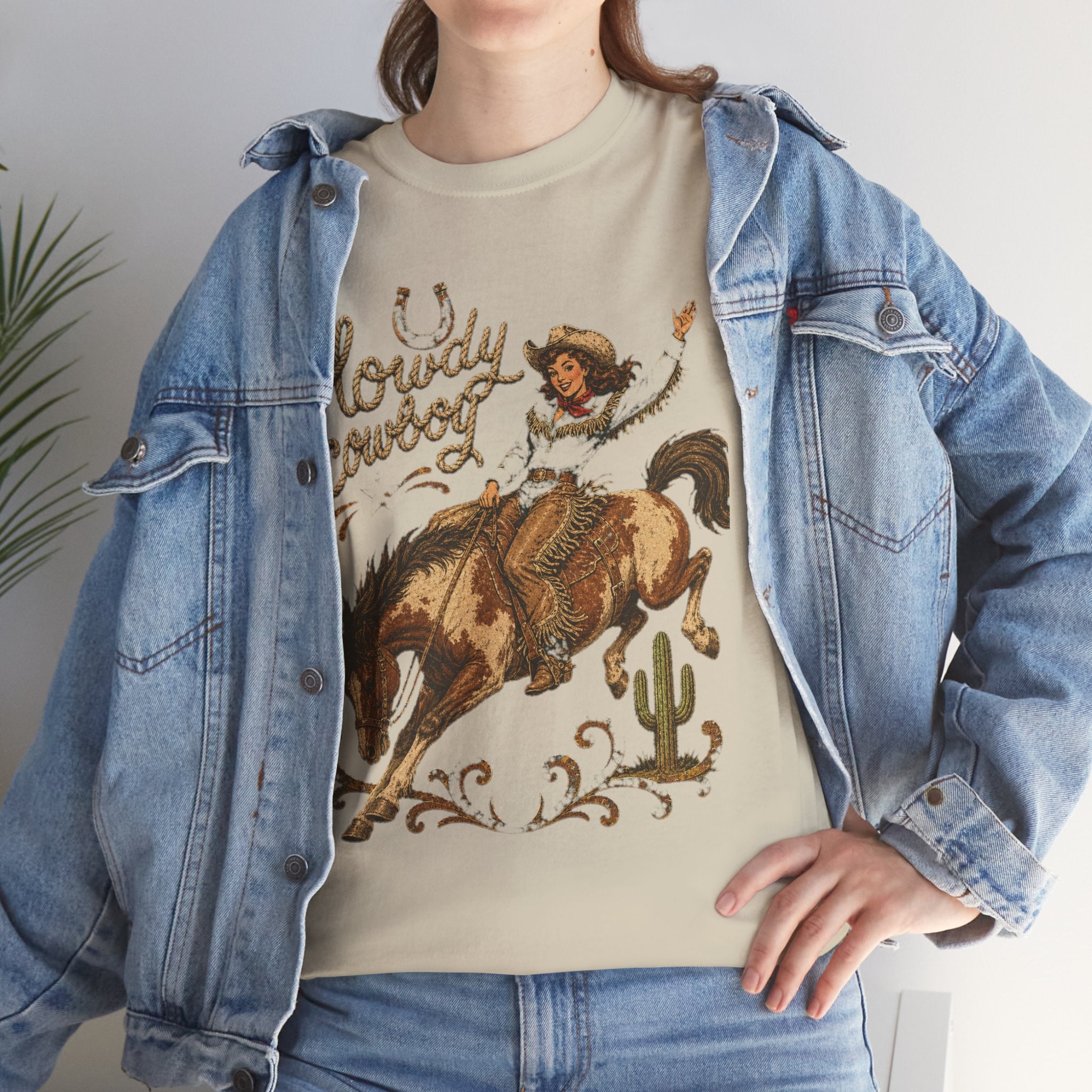 Howdy Cowboy Rodeo Tee — Vintage Bucking Bronco Western Shirt