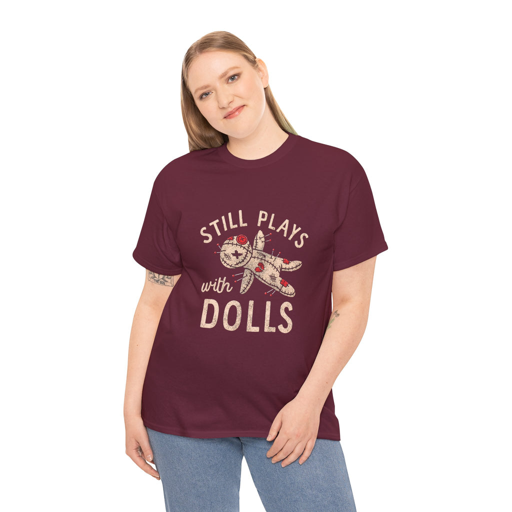Still Plays With Dolls T-Shirt — Vintage Floral Doll Graphic Tee