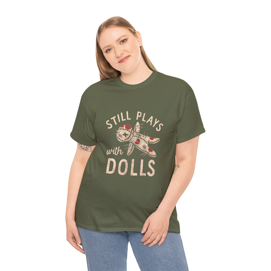 Still Plays With Dolls T-Shirt — Vintage Floral Doll Graphic Tee
