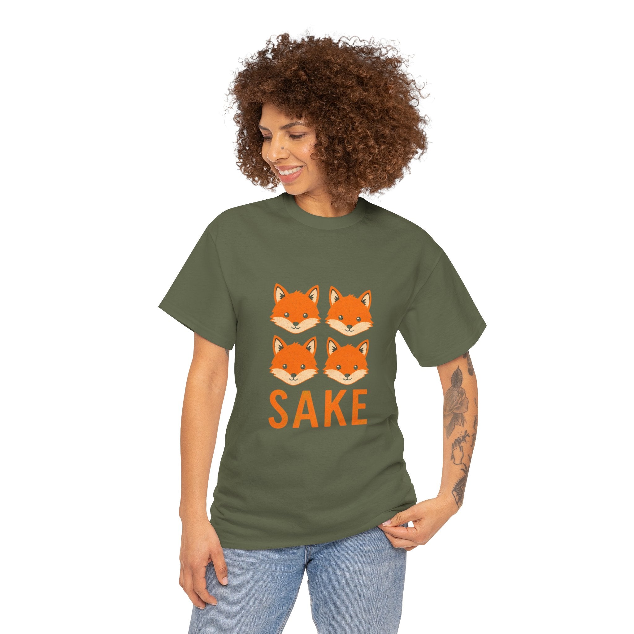 Sake Foxes T-Shirt — Cute Four Fox Faces Graphic Tee